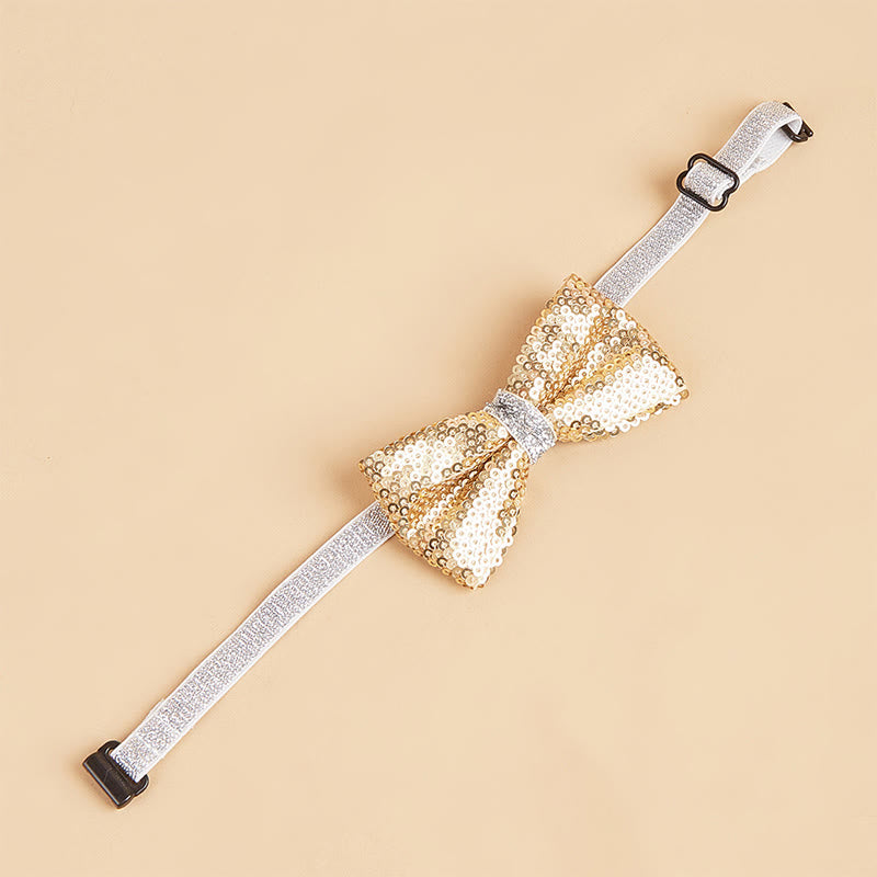 Glitzernde Pailletten-Halsband-Fliege für Haustiere, verstellbar