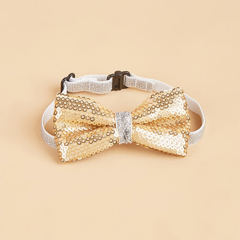 Glitzernde Pailletten-Halsband-Fliege für Haustiere, verstellbar