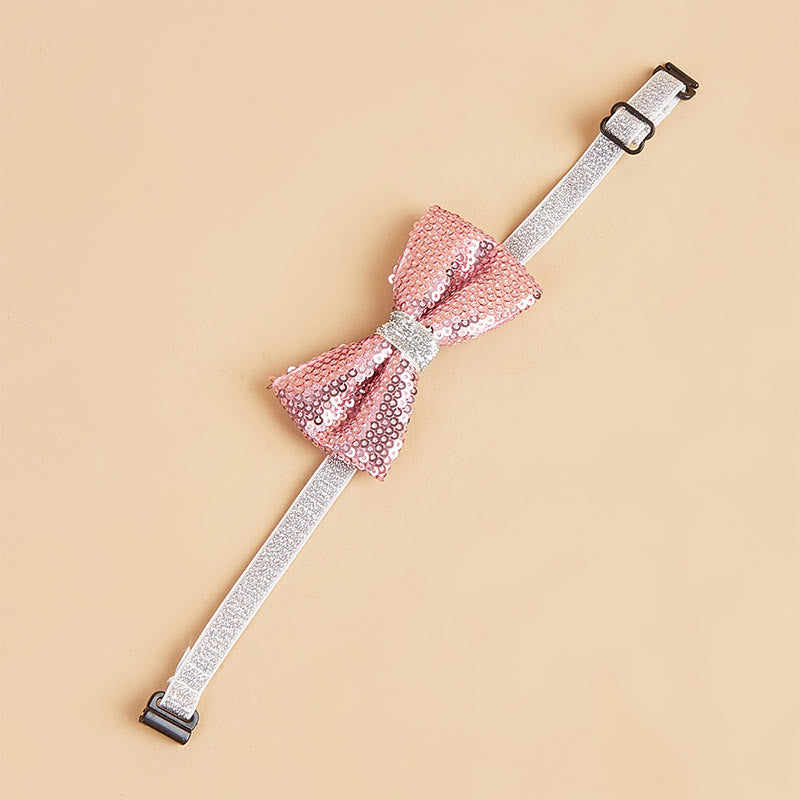 Glitzernde Pailletten-Halsband-Fliege für Haustiere, verstellbar