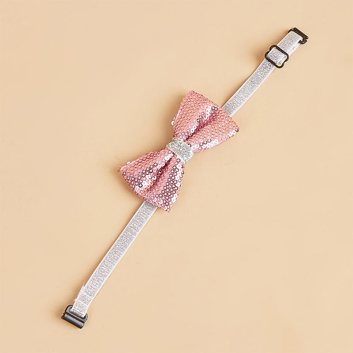 Glitzernde Pailletten-Halsband-Fliege für Haustiere, verstellbar