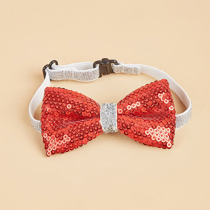 Glitzernde Pailletten-Halsband-Fliege für Haustiere, verstellbar
