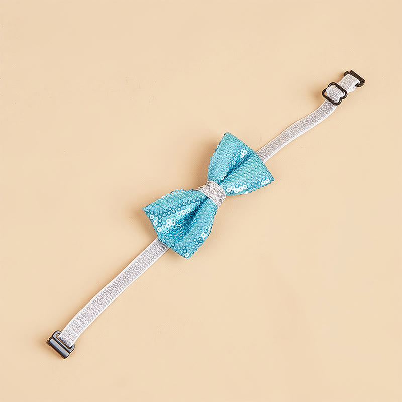 Glitzernde Pailletten-Halsband-Fliege für Haustiere, verstellbar