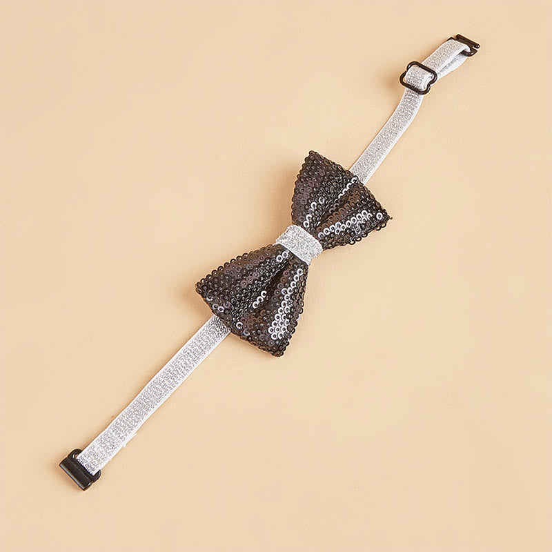 Glitzernde Pailletten-Halsband-Fliege für Haustiere, verstellbar