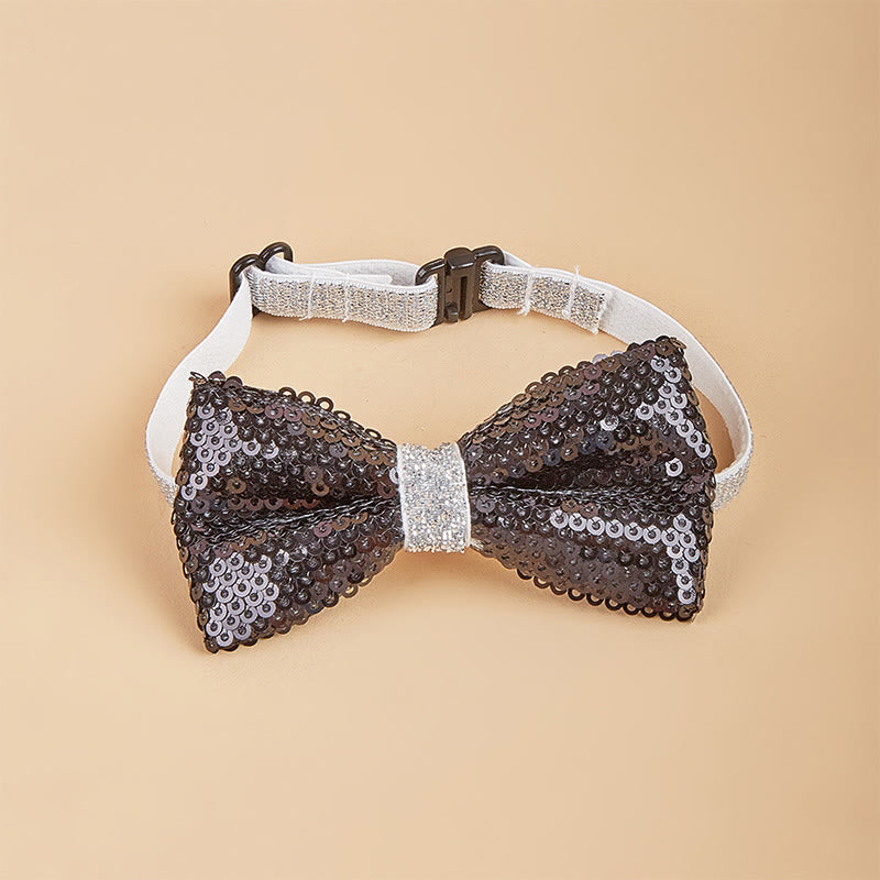 Glitzernde Pailletten-Halsband-Fliege für Haustiere, verstellbar