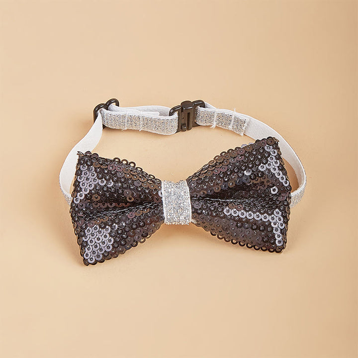 Glitzernde Pailletten-Halsband-Fliege für Haustiere, verstellbar