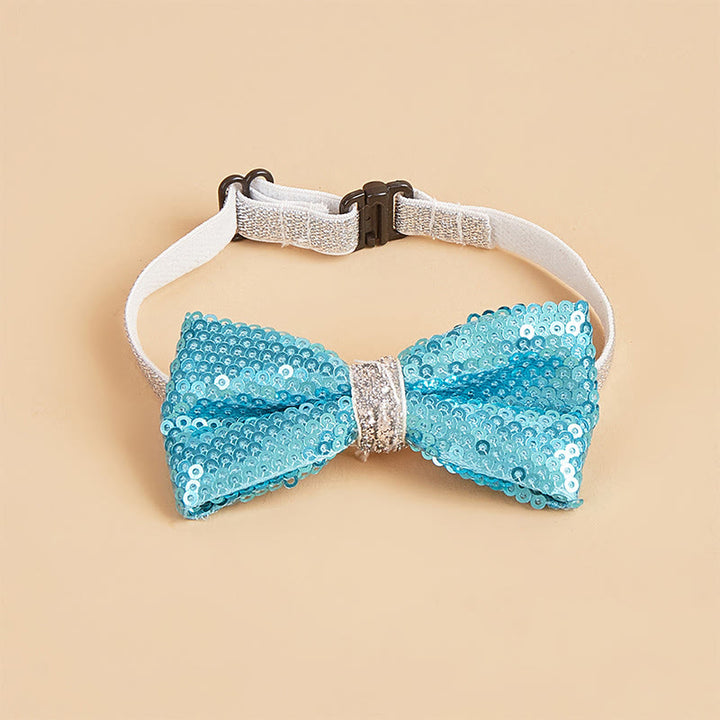 Glitzernde Pailletten-Halsband-Fliege für Haustiere, verstellbar