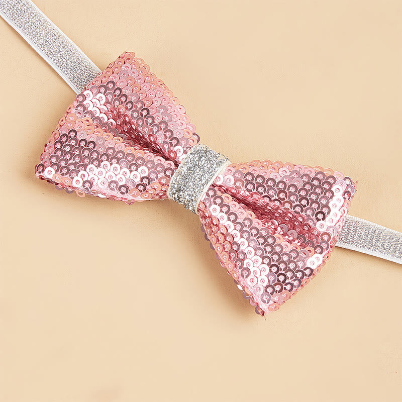 Glitzernde Pailletten-Halsband-Fliege für Haustiere, verstellbar