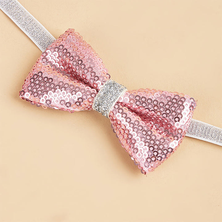 Glitzernde Pailletten-Halsband-Fliege für Haustiere, verstellbar
