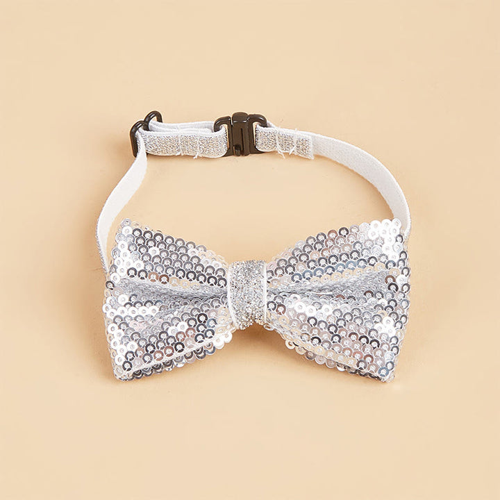 Glitzernde Pailletten-Halsband-Fliege für Haustiere, verstellbar