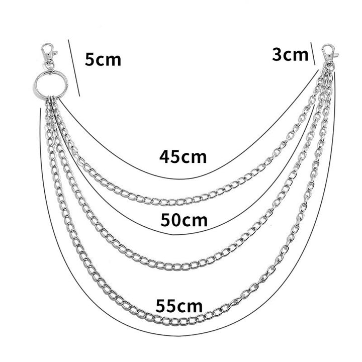 Punk-Gürtelkette, dreilagige Gothic-Taillenkette