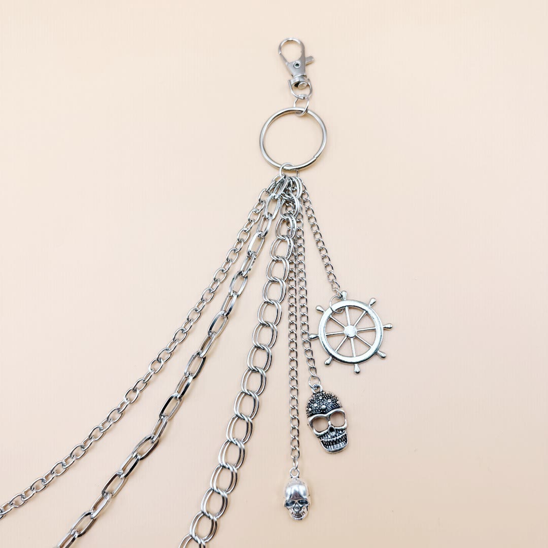 Hohlruder Totenkopf Anhänger Gürtelkette Metall Taillenkette