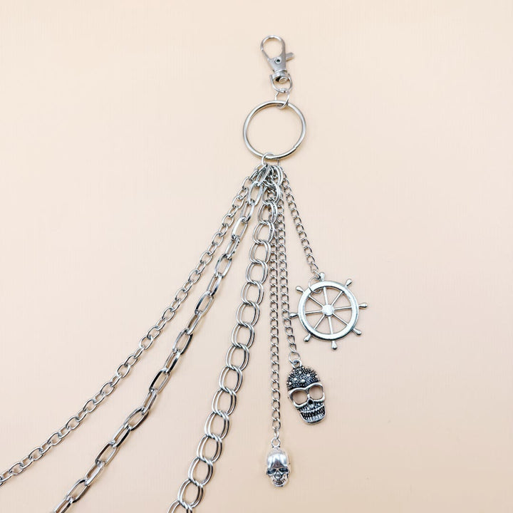 Hohlruder Totenkopf Anhänger Gürtelkette Metall Taillenkette