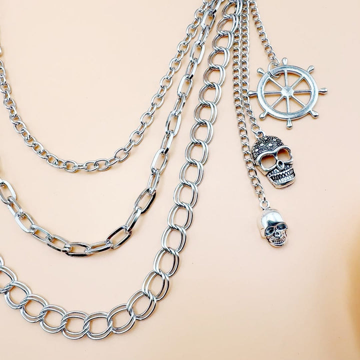 Hohlruder Totenkopf Anhänger Gürtelkette Metall Taillenkette