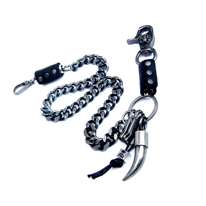 Punk Gürtelkette Doppelpistole Totenkopf Metallkette