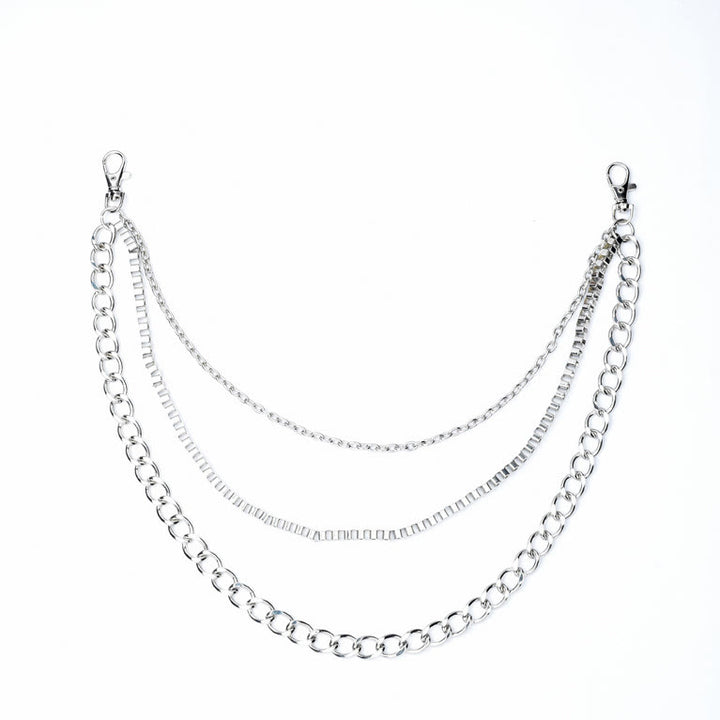 Totenkopf-Gürtelkette, dreilagig, Gothic-Taillenkette