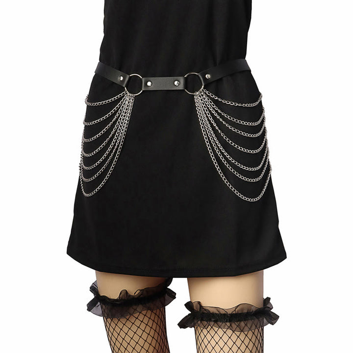 Punk-Kettengürtel Siebenlagiger Kettenledergürtel