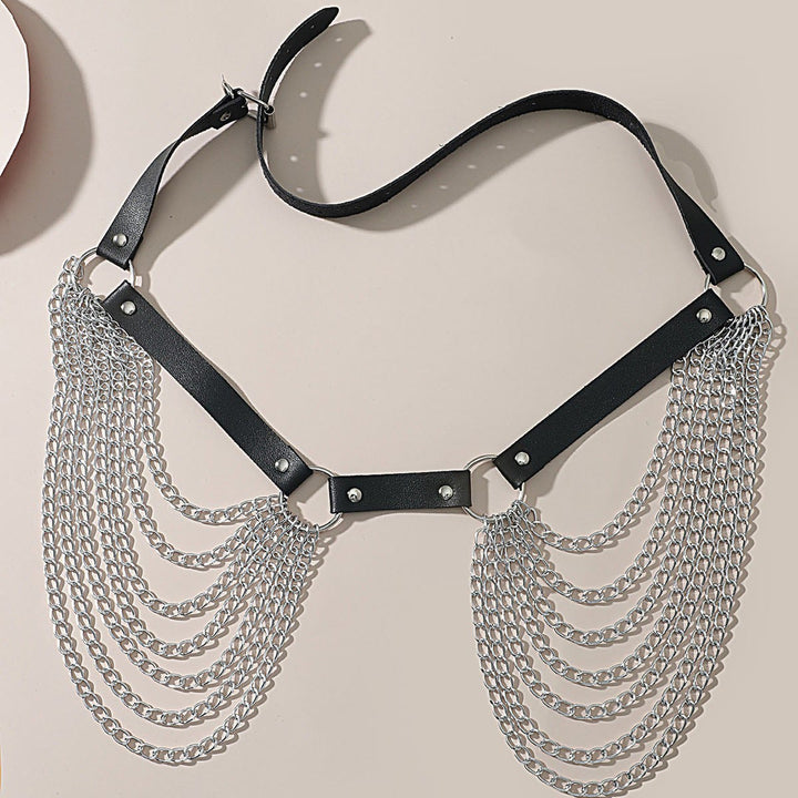 Punk-Kettengürtel Siebenlagiger Kettenledergürtel