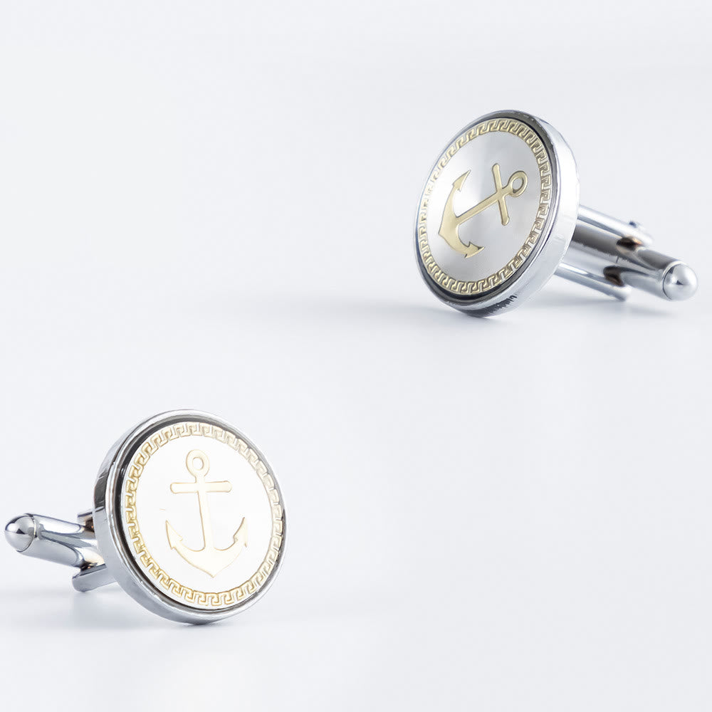 Manschettenknöpfe-Set mit Anker-Krawattennadel für Hochzeitsanzug - image 4