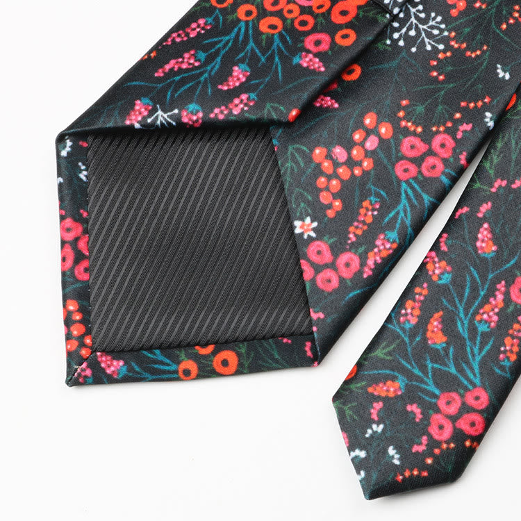 Herren-Krawatte mit Waldbeeren-Blumenmuster