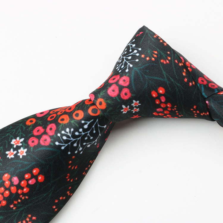 Herren-Krawatte mit Waldbeeren-Blumenmuster