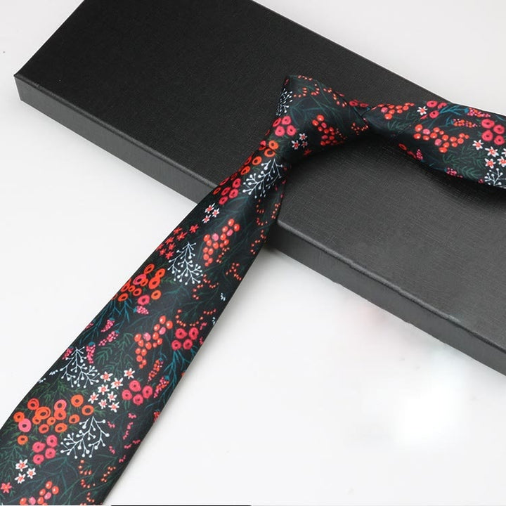 Herren-Krawatte mit Waldbeeren-Blumenmuster