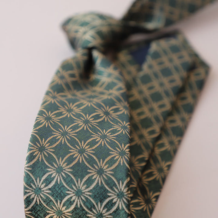Grüne Krawatte mit Gänseblümchen-Blumenmuster für Herren