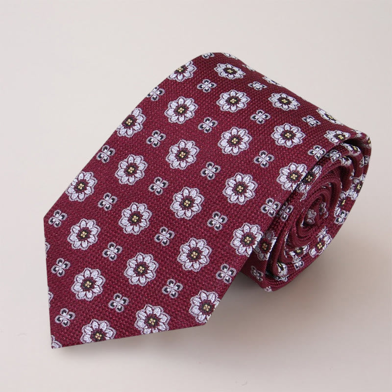 Blaue Herrenkrawatte aus Maulbeerseide mit Mini-Blumen