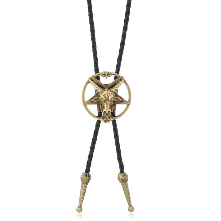 Vintage Hexagramm Bull Elch Astrolabium Bolo Krawatte