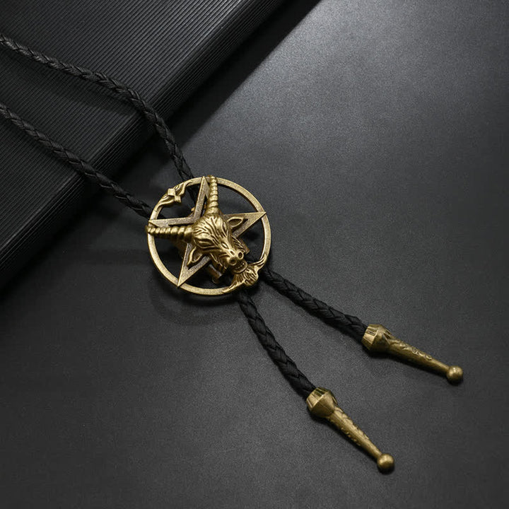 Vintage Hexagramm Bull Elch Astrolabium Bolo Krawatte