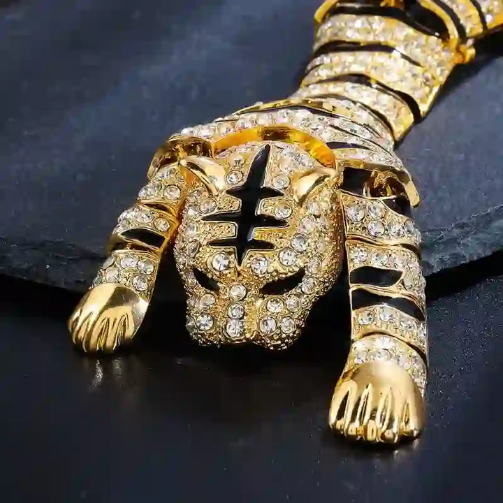 Majestic Tiger – Große, luxuriöse Brosche mit funkelnden Strasssteinen für Herren - image 12