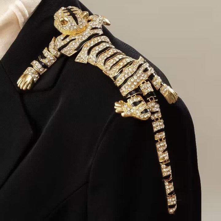 Majestic Tiger – Große, luxuriöse Brosche mit funkelnden Strasssteinen für Herren - image 11