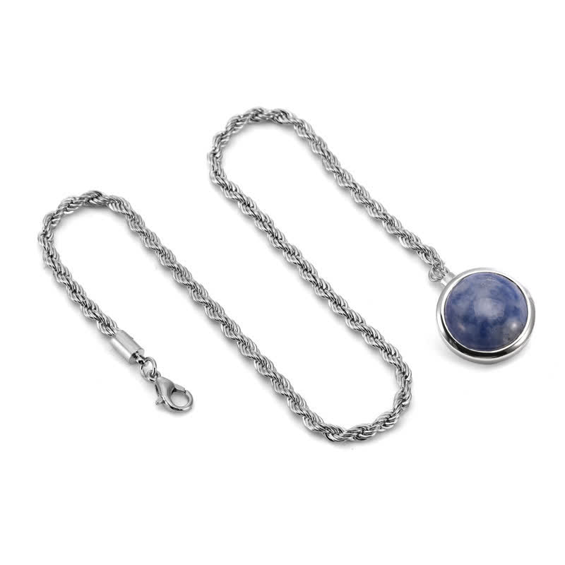 Klassische Reverskette mit natürlichem Edelstein für Herren, Anzugbrosche mit hängender Kette