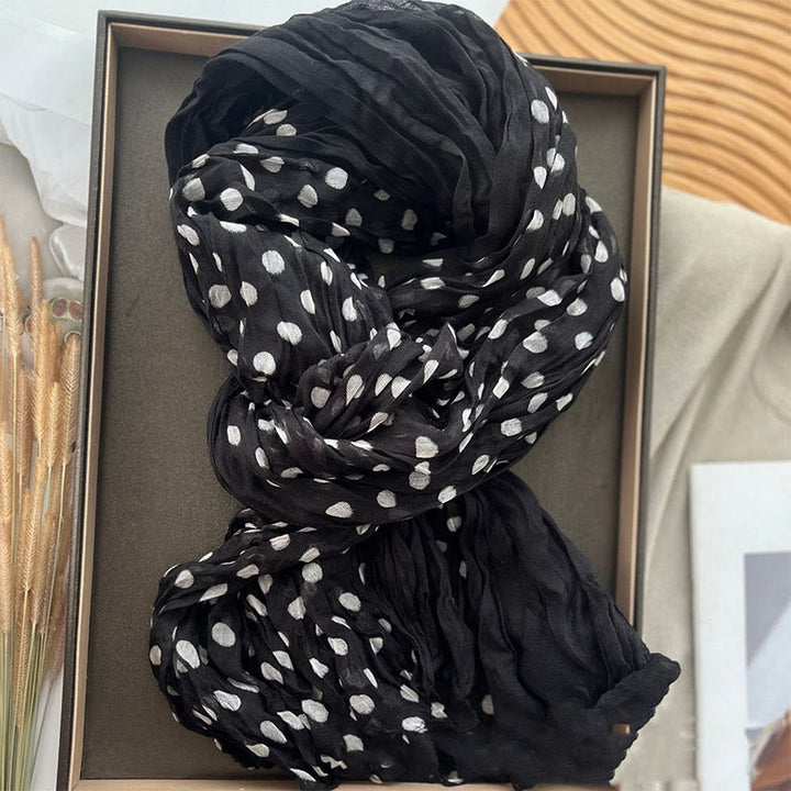 Dünner Retro-Schal mit Punkten und Crinkle-Muster für Damen