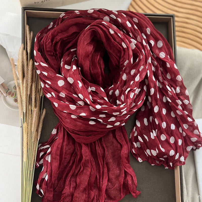 Dünner Retro-Schal mit Punkten und Crinkle-Muster für Damen
