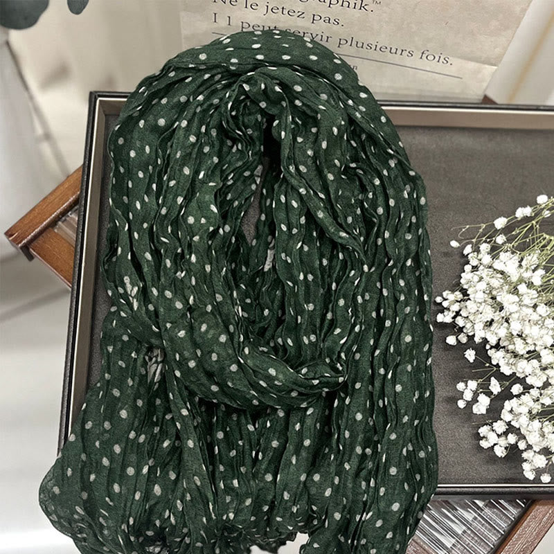 Dünner Retro-Schal mit Punkten und Crinkle-Muster für Damen