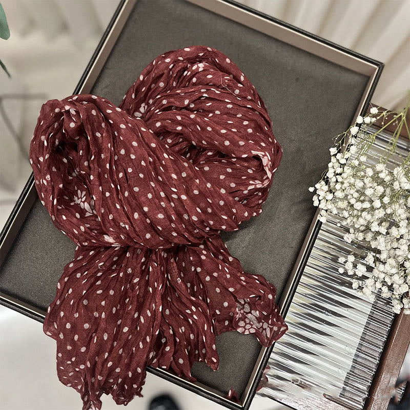 Dünner Retro-Schal mit Punkten und Crinkle-Muster für Damen