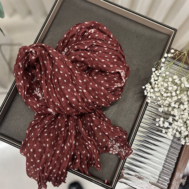 Dünner Retro-Schal mit Punkten und Crinkle-Muster für Damen