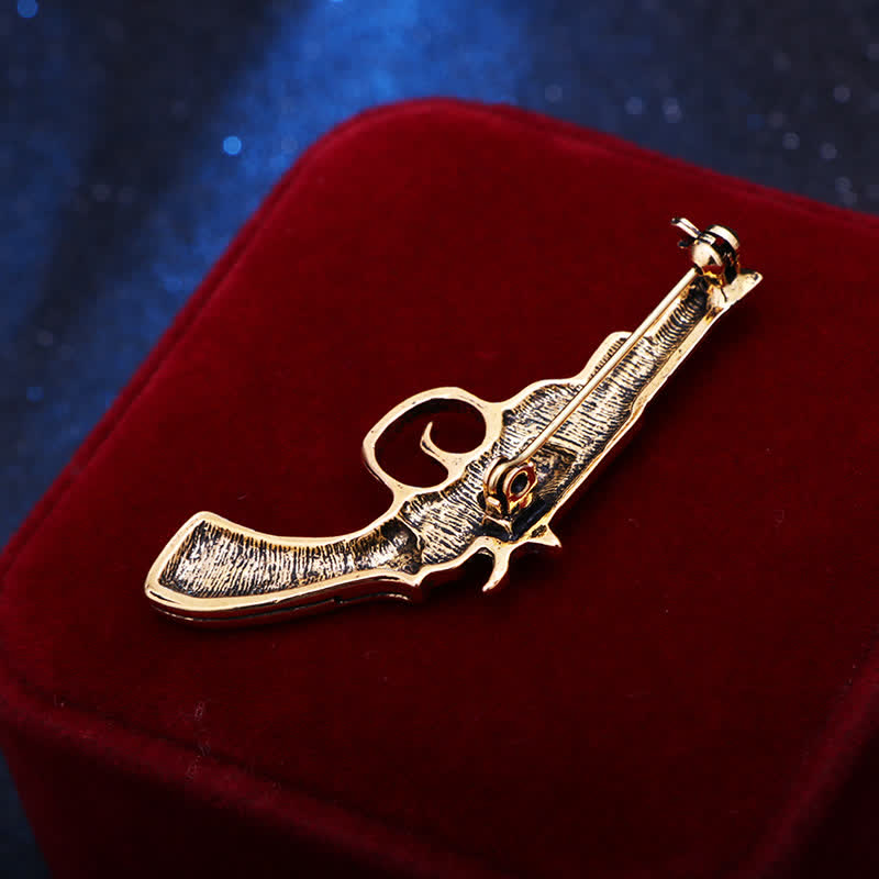 Mini-Vintage-Brosche in dominanter Pistolenform für Herren