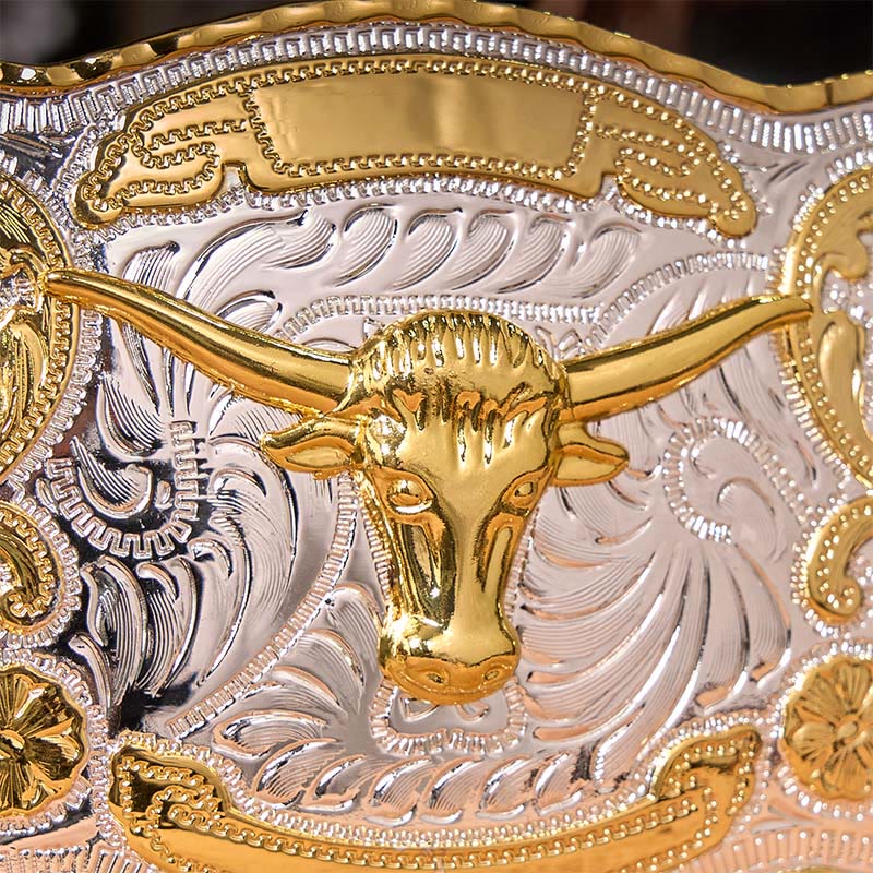 Gold Bullenkopf DIY Western Cowboy Schnalle Ledergürtel - image 4
