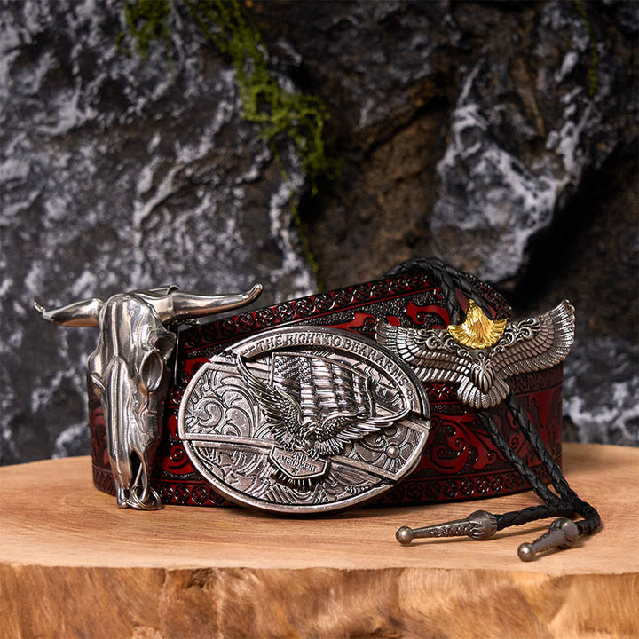Adlerflagge DIY Gürtelschnalle mit verstecktem Messer und Adler-Bolo-Krawatte-Bundle-Set - Adlerflagge - Brauner geschnitzter Gürtel - 42 - image 9