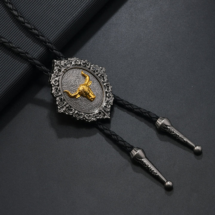 Western Cowboy Gold Longhorn Kopf Bolotie