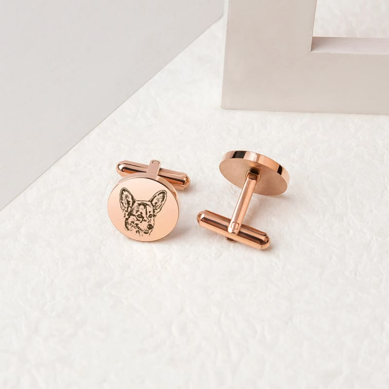 1 Paar Manschettenknöpfe mit individuellem Haustierporträt-Knopfabdeckungsset - Roségold - image 8
