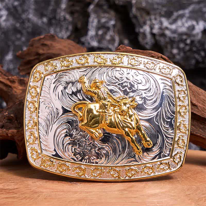 Gold & Silber Reiten DIY große Schnalle Ledergürtel - Reiten - Ohne Gürtel - Nicht im Lieferumfang enthaltener Gürtel - image 1
