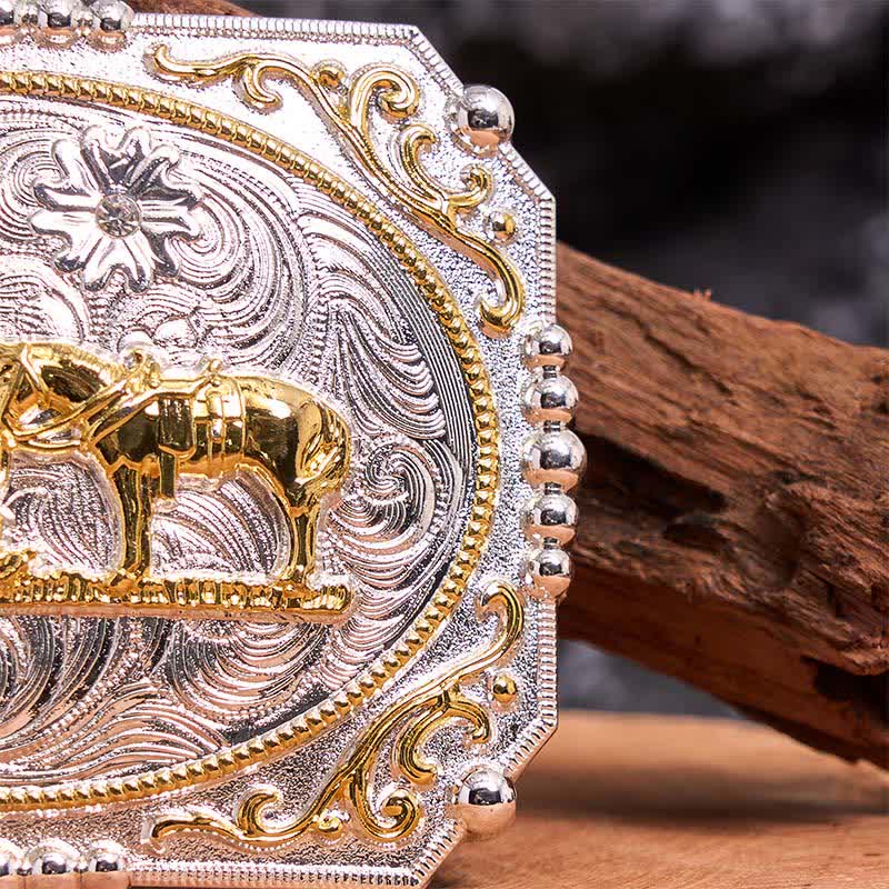 Silber & Gold DIY Cowboy Praying Cross Horse Große Schnalle Ledergürtel - image 3