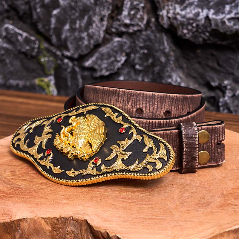 Adler fängt Schlangen DIY Schnalle Ledergürtel - Adler fängt Schlangen - Brauner Distressed-Gürtel - 42 - image 9