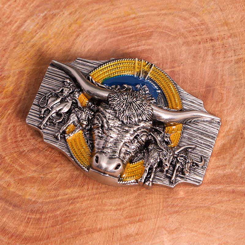 Longhorn Bull Thema DIY verstecktes Messer Gürtelschnalle Anhänger Bundle Set