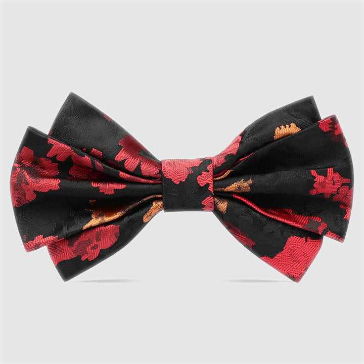 Herrenschleife Schwarz & Rot mit fallendem Blumenmuster