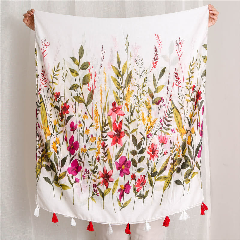 Leichter, dünner Damenschal mit Blumenmuster