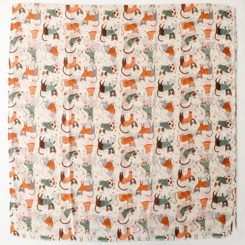 Leichter, dünner Schal mit Katzen- und Kätzchen-Aufdruck für Damen - image 4