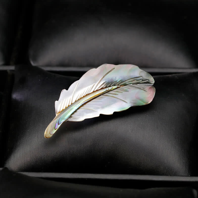 Unisex-Brosche in Federform aus natürlicher Abalone-Muschel